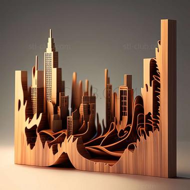 3D model city skyline (STL)